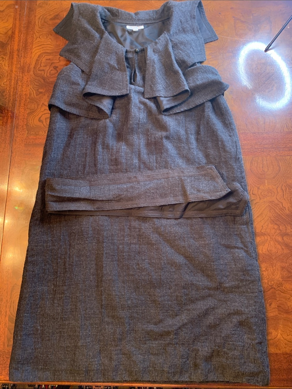 GENERRA Dark Gray Ruffle Sheath Dress